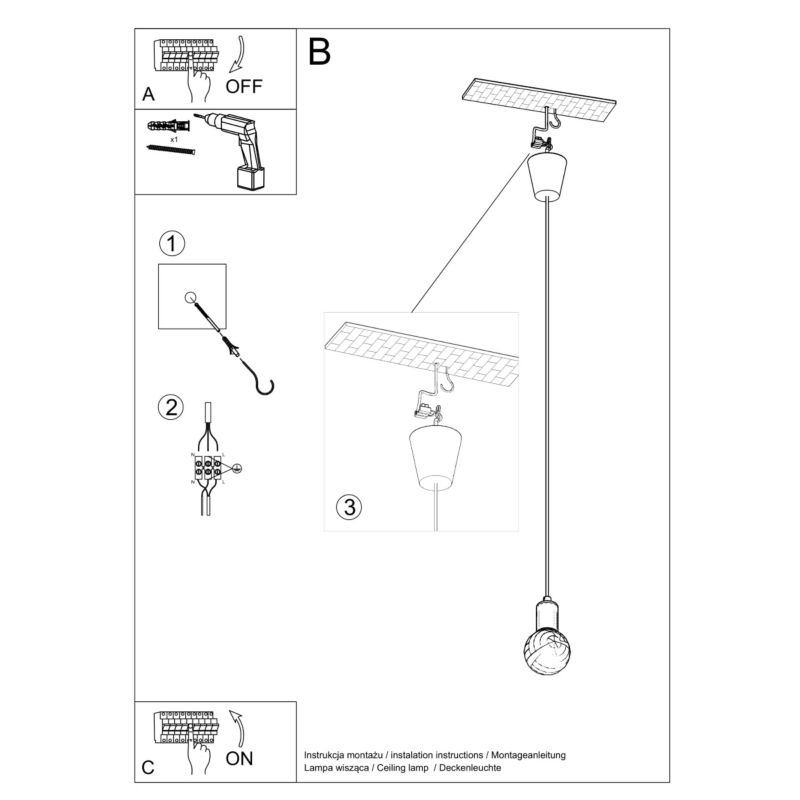 Lampa sufitowa  Pure Lume MATERO czarna 1xE27x60W IP20 wym:100x10x10cm - 1 szt.