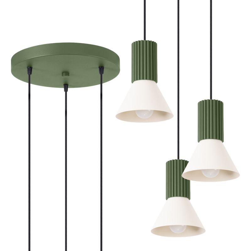 Lampa sufitowa  Pure Lume MOLDEA zielono-beżowa 3xE14x10W IP20 wym:120x30x30cm - 1 szt.