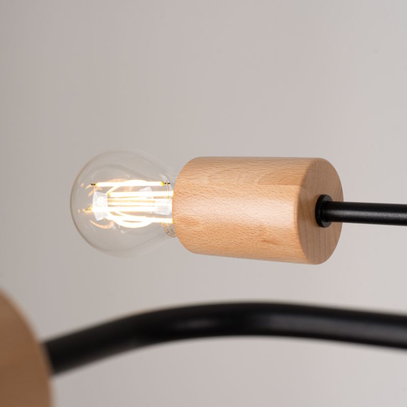 Lampa sufitowa  Pure Lume PALMOS czarna-naturalne drewno 4xE27x15W IP20 wym:16,5x75x58cm - 1 szt.