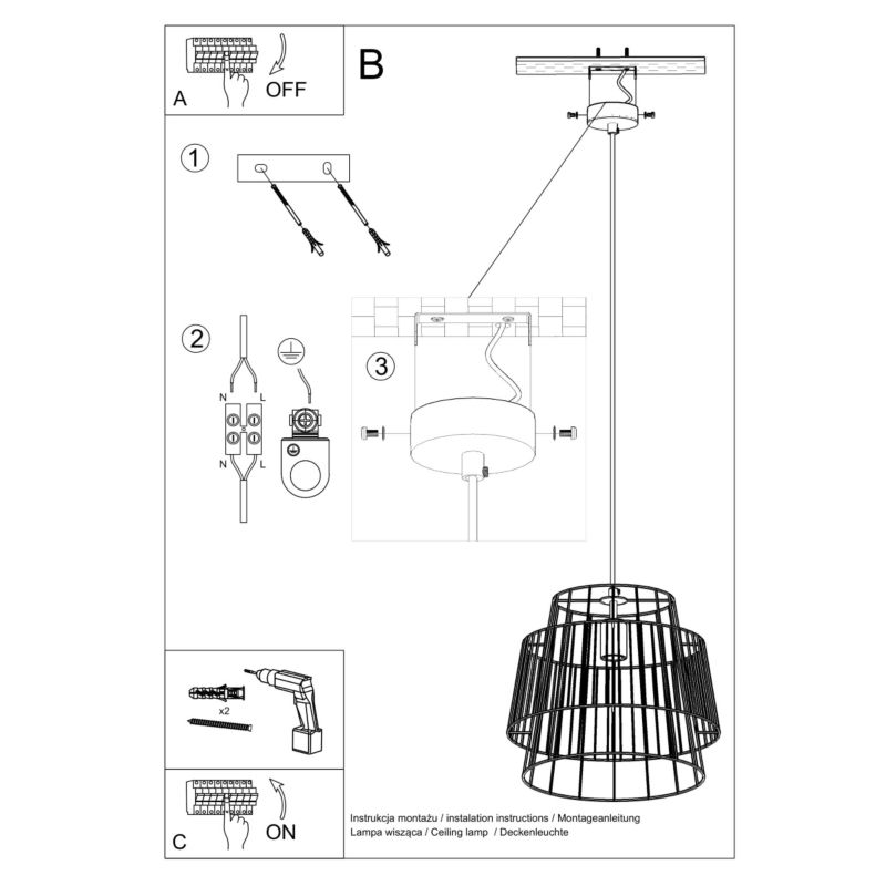 Lampa sufitowa  Pure Lume PORTAL czarna 1xE27x60W IP20 wym:130x35x35cm - 1 szt.