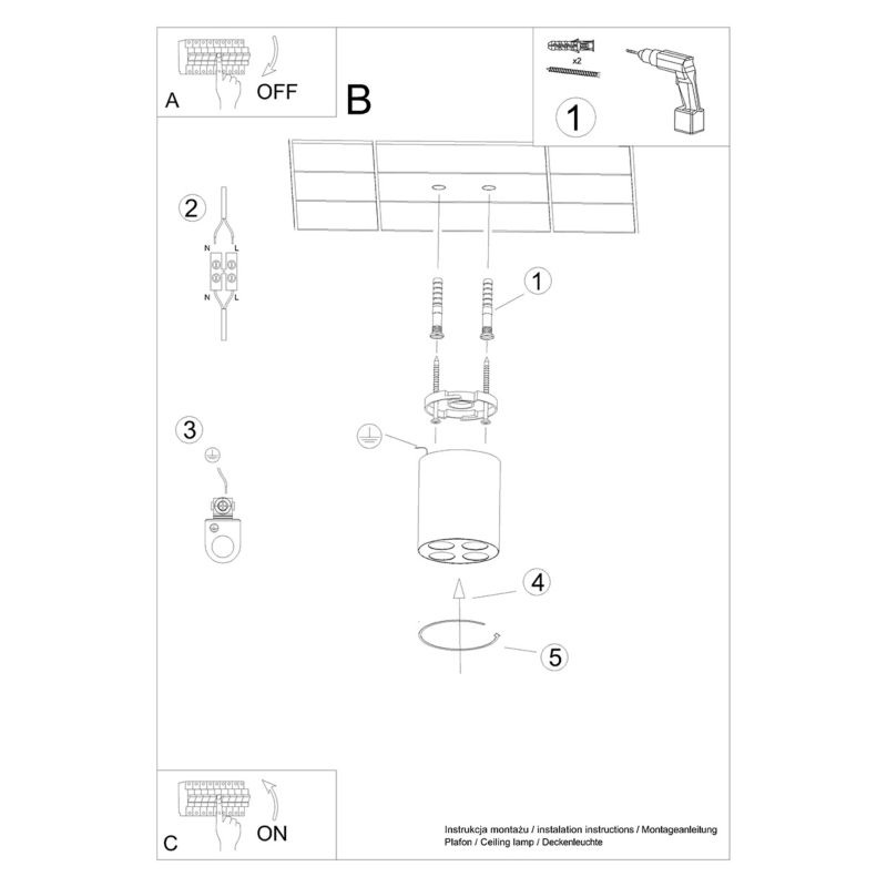Lampa sufitowa  Pure Lume VIVIEN czarna LED 9W  4000K 887lm IP20 - 1 szt.