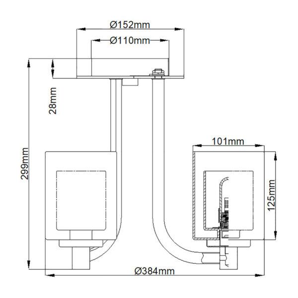 Lampa sufitowa Quoizel Kolt polerowana chrom do salonu szklane klosze 3xG9 x 3W 1 szt.