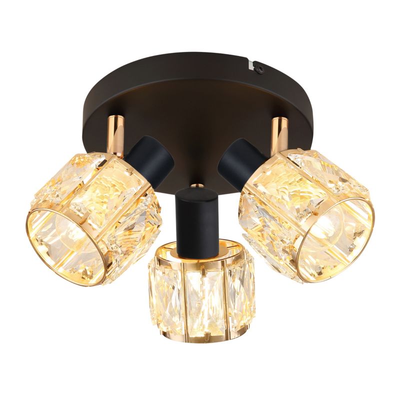 Lampa sufitowa różowo-złote kryształowe klosze Candellux Dubai czarna 3xE14x40W IP20 wym:16x36x36cm - 1 szt.