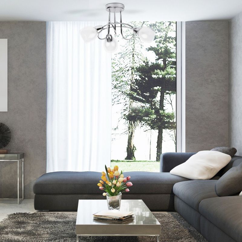 Lampa sufitowa Rabalux Dave chromowana biała wym: 23 x 41 x 41 cm 3xE14 x 40W 1 szt.