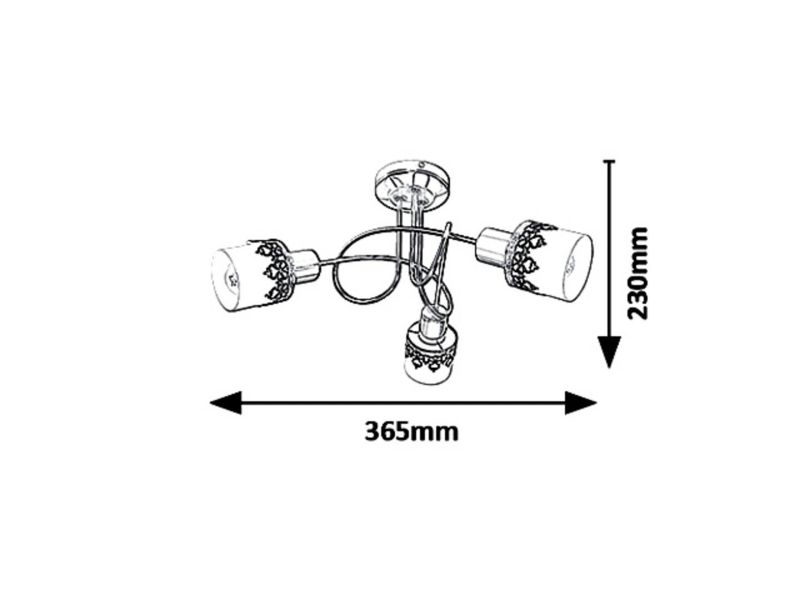 Lampa sufitowa Rabalux Lacey czarno-biała wym: 23 x 36,5 x 36,5 cm 3xE14 x 40W 1 szt.