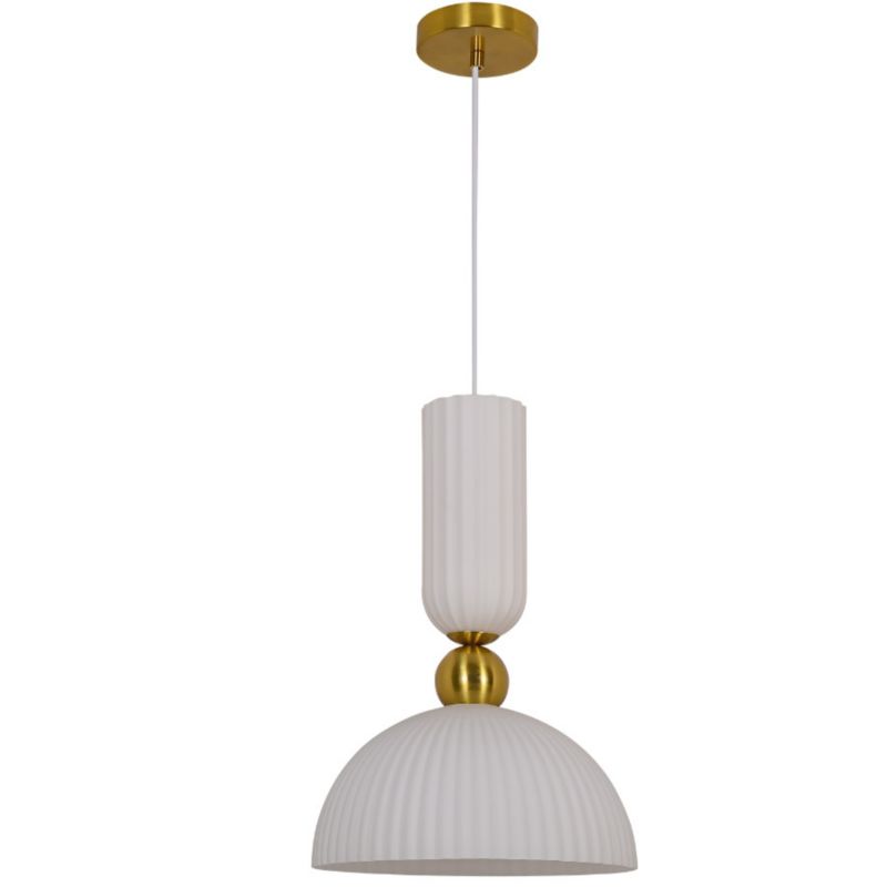 Lampa sufitowa ryflowana Light Prestige PIEGA biało-złota 1xE27x40W IP20 - 1 szt