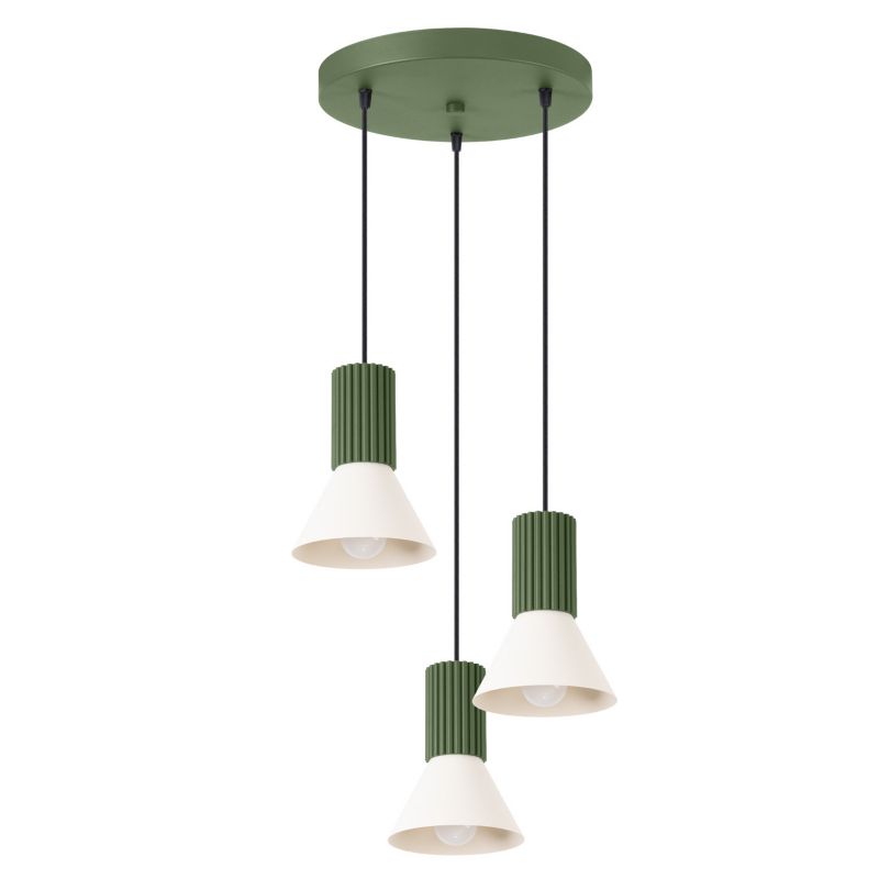 Lampa sufitowa ryflowana Sollux Lighting ESTRIA zielono-beżowa 3xE14x15W IP20 - 1 szt