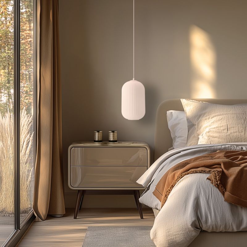 Lampa sufitowa ryflowany klosz Candellux Cresto biała 1xE27x40W IP20 wym:115x20x20cm - 1 szt.