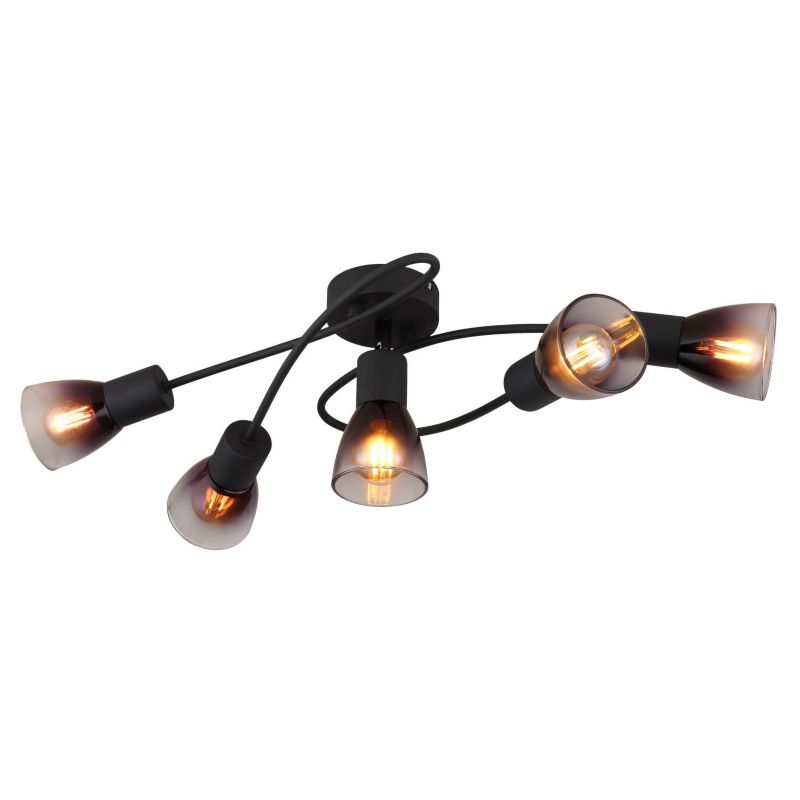 Lampa sufitowa SATELLA 54312-5 Globo czarna mat 5xE14 metal z kloszami dymionymi 58x24 cm IP20 1 szt.