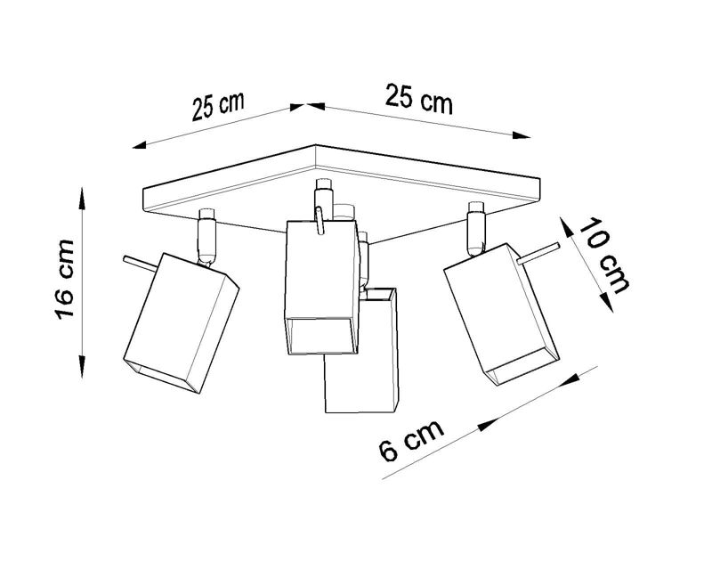 Lampa sufitowa Sollux Lighting Merida szaro-chromowana  4 x GU10 x 40W wym: 25 x 25 cm - 1 szt.