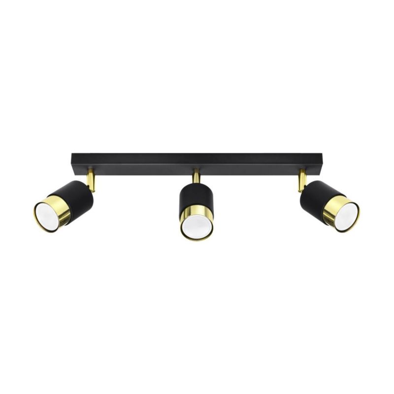 Lampa sufitowa Sollux Lighting Nero czarno-złota  3 x GU10 x 10W wym: 18 x 5 x 45 cm - 1 szt.