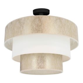 Lampa Sufitowa SPOT Light 1xE27 Max.40W Eleganckie Połączenie Czerni z Złoto Kremowym Abażurem, Polski Producent, 1 szt.