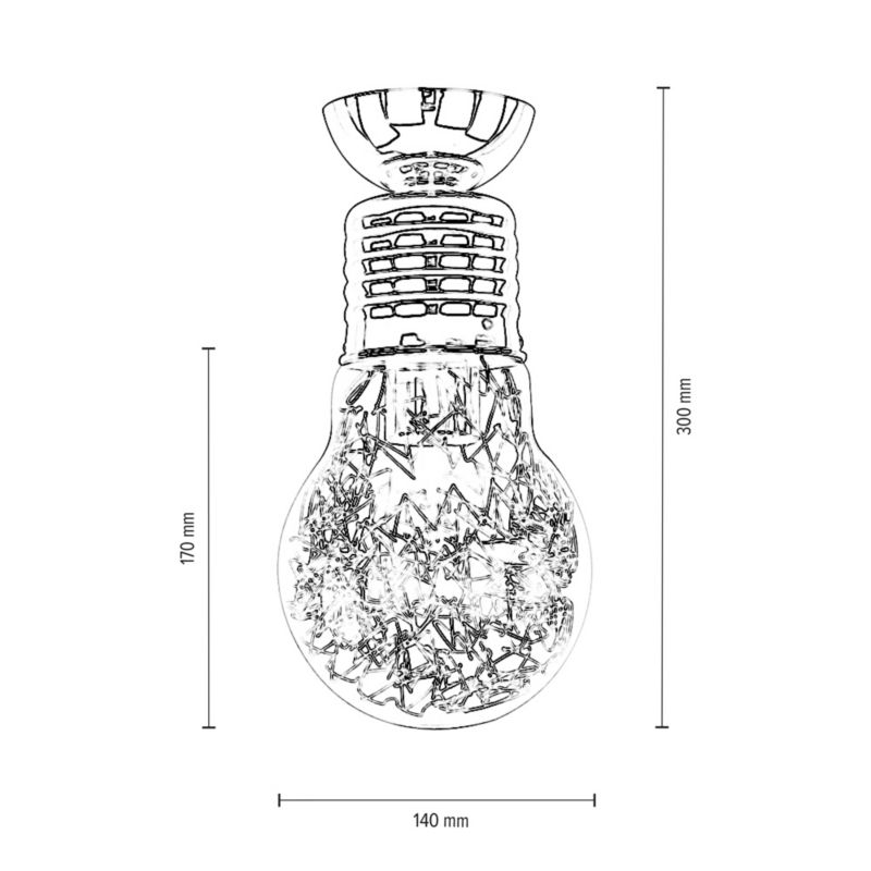 Lampa Sufitowa SPOT Light  1xE27 Max.60W Połączenie Miedzi i Transparentnego Szkła, Polski Producent, 1 szt.
