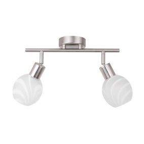 Lampa Sufitowa SPOT Light  2xE14 Max.40W Kompozycja Satyny i Bieli, Klasyczny Styl od Polskiego Producenta, 1 szt.