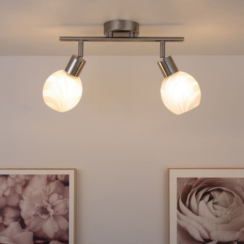Lampa Sufitowa SPOT Light  2xE14 Max.40W Kompozycja Satyny i Bieli, Klasyczny Styl od Polskiego Producenta, 1 szt.