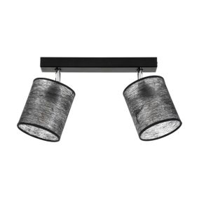 Lampa Sufitowa SPOT Light 2xE27 Max.25W Klasyczna Czerń w Połączeniu z Czarnymi Abażurami, Polski Producent, 1 szt.