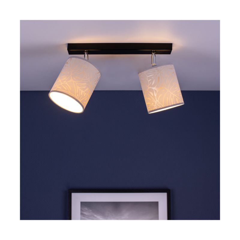 Lampa Sufitowa SPOT Light 2xE27 Max.25W Subtelne Połączenie Czerni z Beżowymi Abażurami, Polski Producent, 1 szt.