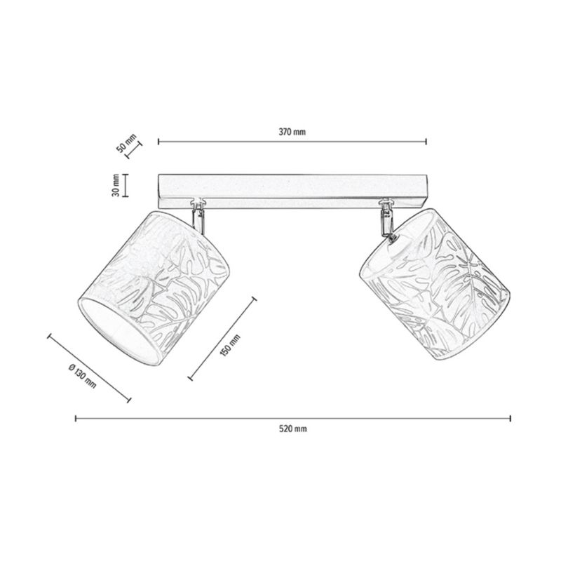 Lampa Sufitowa SPOT Light 2xE27 Max.25W Subtelne Połączenie Czerni z Beżowymi Abażurami, Polski Producent, 1 szt.
