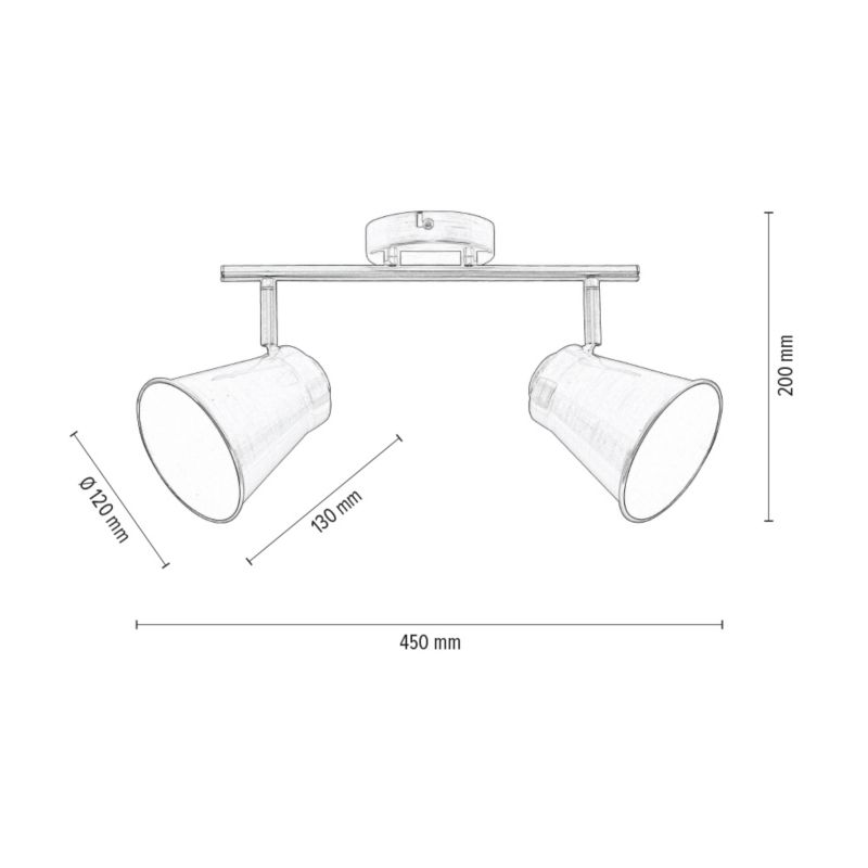 Lampa Sufitowa SPOT Light  2xE27 Max.60W Blask Chromu, Minimalistyczny Design od Polskiego Producenta, 1 szt.