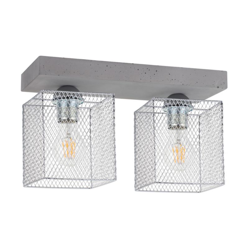 Lampa Sufitowa SPOT Light 2xE27 Max.60W Klasyczny Szary Beton z Chromowanym Kloszem, Polski Producent, 1 szt.