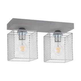 Lampa Sufitowa SPOT Light 2xE27 Max.60W Klasyczny Szary Beton z Chromowanym Kloszem, Polski Producent, 1 szt.