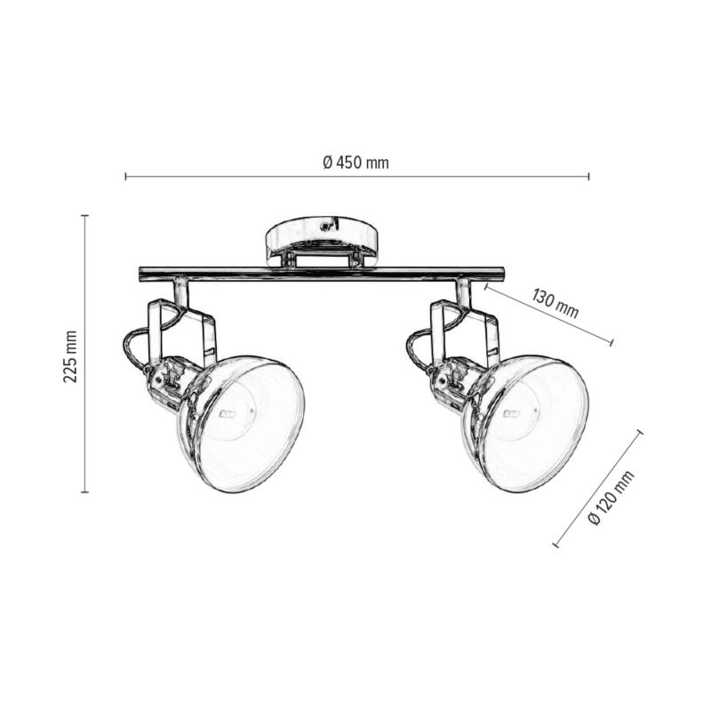 Lampa Sufitowa SPOT Light  2xE27 Max.60W Miedziany Blask, Nowoczesny Design od Polskiego Producenta, 1 szt.