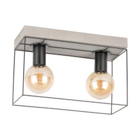 Lampa Sufitowa SPOT Light 2xE27 Max.60W Szary Beton w Połączeniu z Dodatkiem Czerni, Polski Producent, 1 szt.