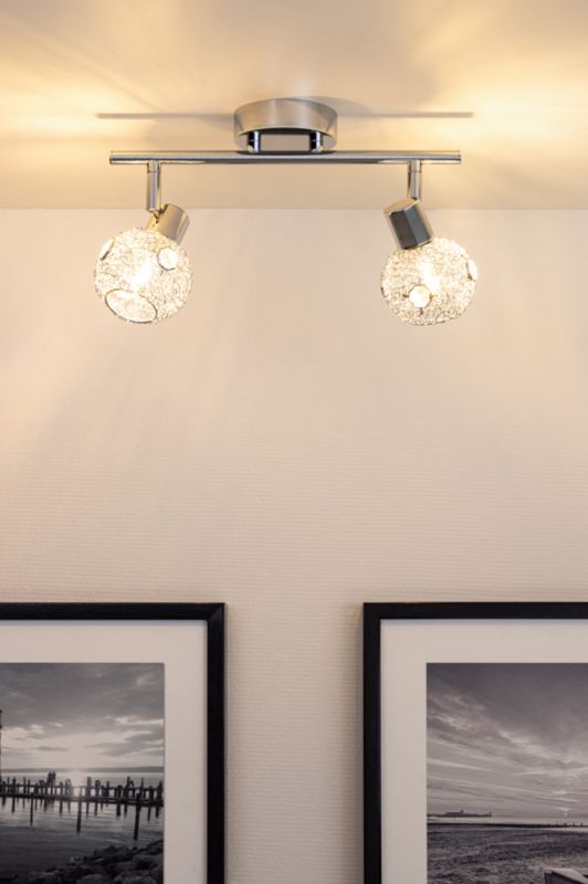 Lampa Sufitowa SPOT Light  2xG9 Max.28W Połączenie Chromu z Transparentnymi Kryształkami, Polski Producent, 1 szt.