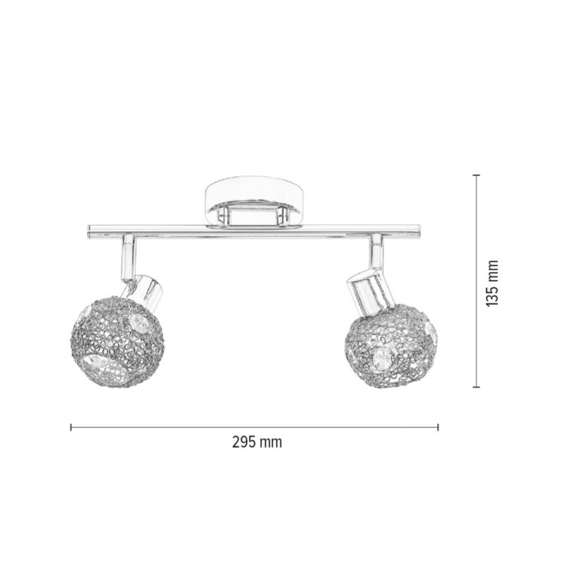 Lampa Sufitowa SPOT Light  2xG9 Max.28W Połączenie Chromu z Transparentnymi Kryształkami, Polski Producent, 1 szt.