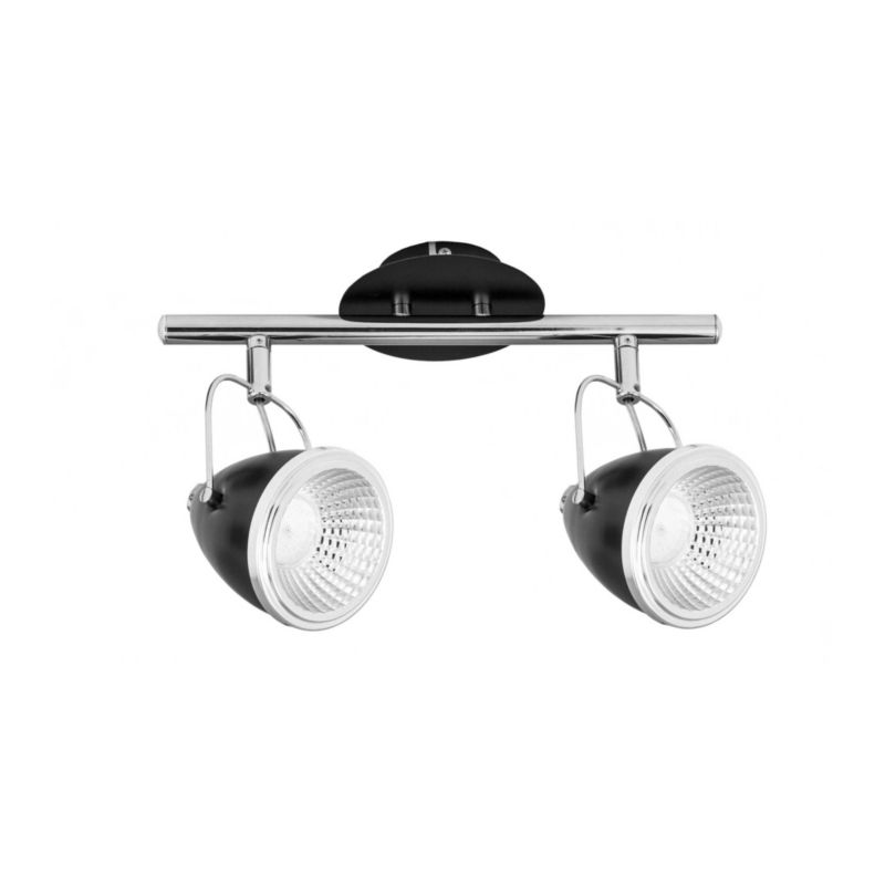 Lampa Sufitowa SPOT Light  2xGU10 LED 6W Kompozycja Chromu i Czerni w Klasycznym Stylu, Polski Producent, 1 szt.