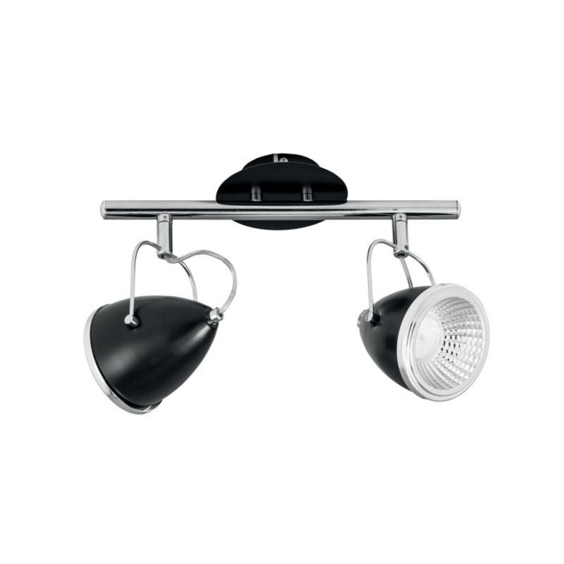 Lampa Sufitowa SPOT Light  2xGU10 LED 6W Kompozycja Chromu i Czerni w Klasycznym Stylu, Polski Producent, 1 szt.