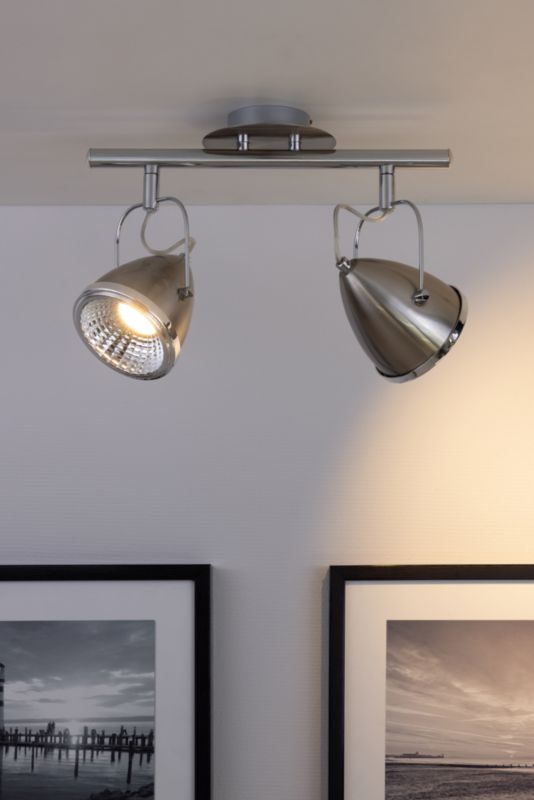 Lampa Sufitowa SPOT Light  2xGU10 LED 6W Satyna i Chrom, Klasyczny Design od Polskiego Producenta, 1 szt.