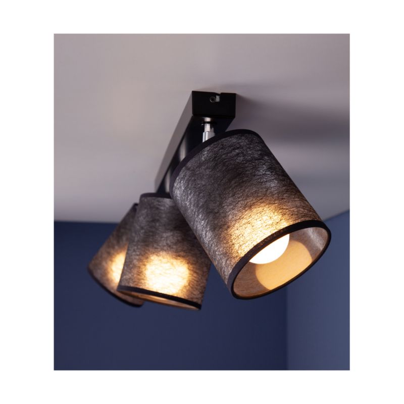 Lampa Sufitowa SPOT Light 3xE27 Max.25W Elegancka Czerń w Połączeniu z Czarnymi Abażurami, Polski Producent, 1 szt.