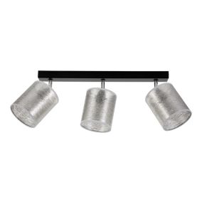 Lampa Sufitowa SPOT Light 3xE27 Max.25W Klasyczna Czerń w Połączeniu z Srebrnymi Abażurami, Polski Producent, 1 szt.