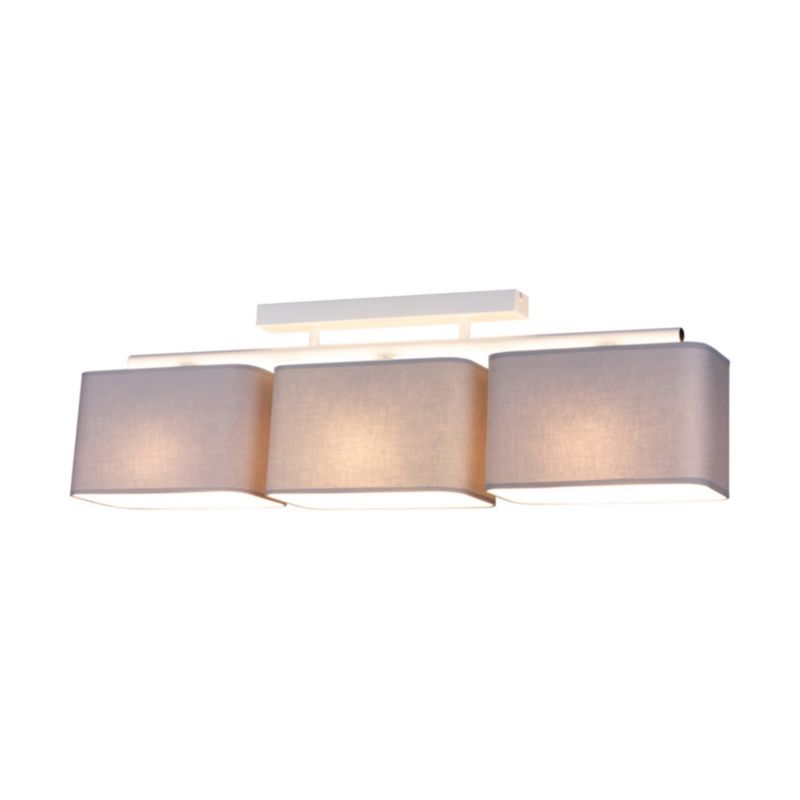 Lampa Sufitowa SPOT Light  3xE27 Max.25W Nowoczesna Kombinacja Bieli z Szarą Tkaniną, Polski Producent, 1 szt.