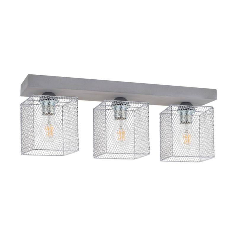 Lampa Sufitowa SPOT Light 3xE27 Max.60W Klasyczny Szary Beton z Chromowanym Kloszem, Polski Producent, 1 szt.