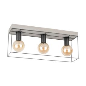 Lampa Sufitowa SPOT Light 3xE27 Max.60W Szary Beton w Połączeniu z Czarnymi Akcentami, Polski Producent, 1 szt.