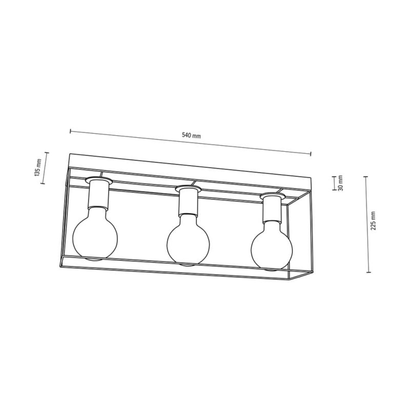 Lampa Sufitowa SPOT Light 3xE27 Max.60W Szary Beton w Połączeniu z Czarnymi Akcentami, Polski Producent, 1 szt.