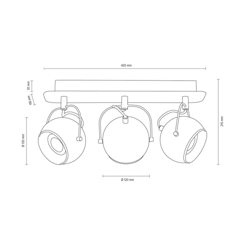 Lampa Sufitowa SPOT Light 3xGU10 LED 5W Klasyczne Połączenie Satyny z Szarym Betonem, Polski Producent, 1 szt.