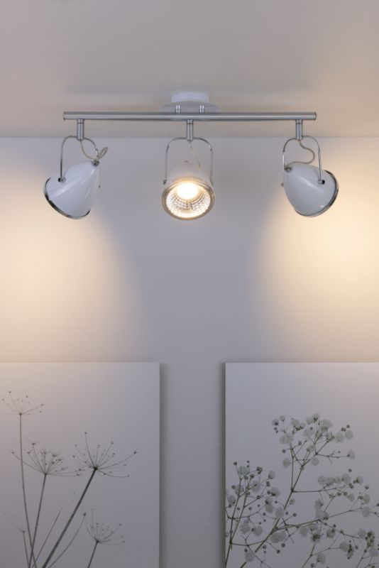 Lampa Sufitowa SPOT Light  3xGU10 LED 6W Biały z Akcentem Chromu w Klasycznym Stylu, Polski Producent, 1 szt.