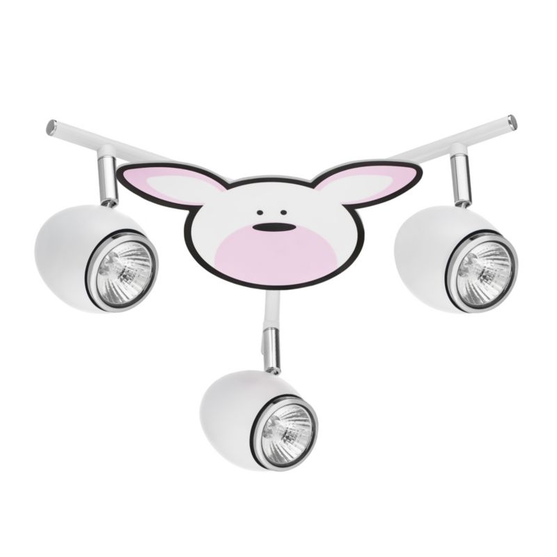 Lampa Sufitowa SPOT Light  3xGU10 Max.50W Biały z Wielokolorowym Wzorem w Królika, Polski Producent, 1 szt.