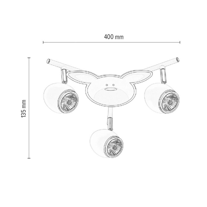 Lampa Sufitowa SPOT Light  3xGU10 Max.50W Biały z Wielokolorowym Wzorem w Królika, Polski Producent, 1 szt.
