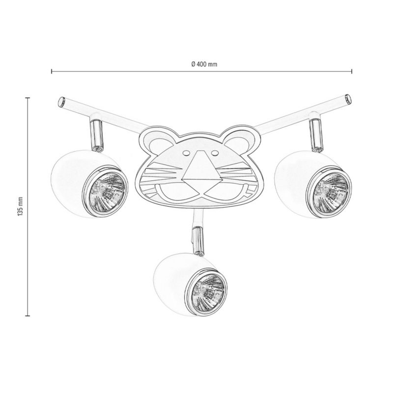 Lampa Sufitowa SPOT Light  3xGU10 Max.50W Biały z Wielokolorowym Wzorem w Tygrysa, Polski Producent, 1 szt.