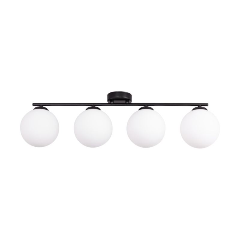 Lampa Sufitowa SPOT Light  4xE14 Max.25W Klasyczne Połączenie Czerni z Białym Szkłem, Polski Producent, 1 szt.
