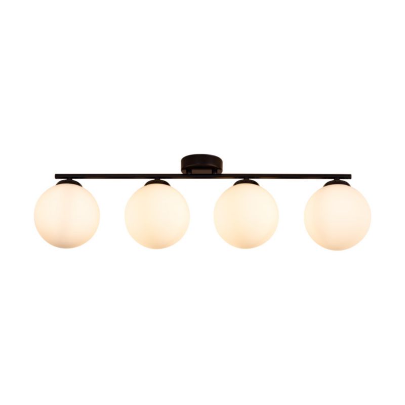 Lampa Sufitowa SPOT Light  4xE14 Max.25W Klasyczne Połączenie Czerni z Białym Szkłem, Polski Producent, 1 szt.