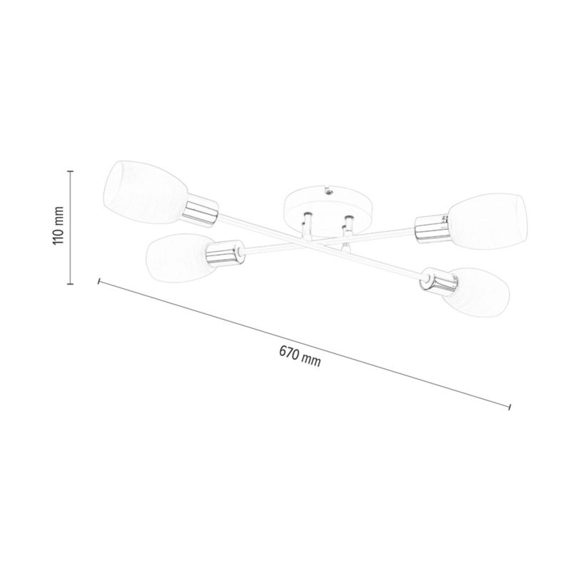 Lampa Sufitowa SPOT Light 4xE14 Max.40W Klasyczne Połączenie Chromu i Bieli od Polskiego Producenta, 1 szt.