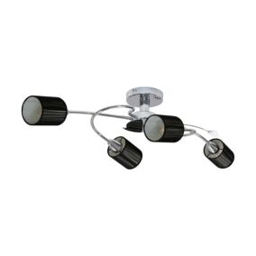 Lampa Sufitowa SPOT Light 4xE14 Max.9W Eleganckie Połączenie Chromu z Czarnymi Abażurami, Polski Producent, 1 szt.