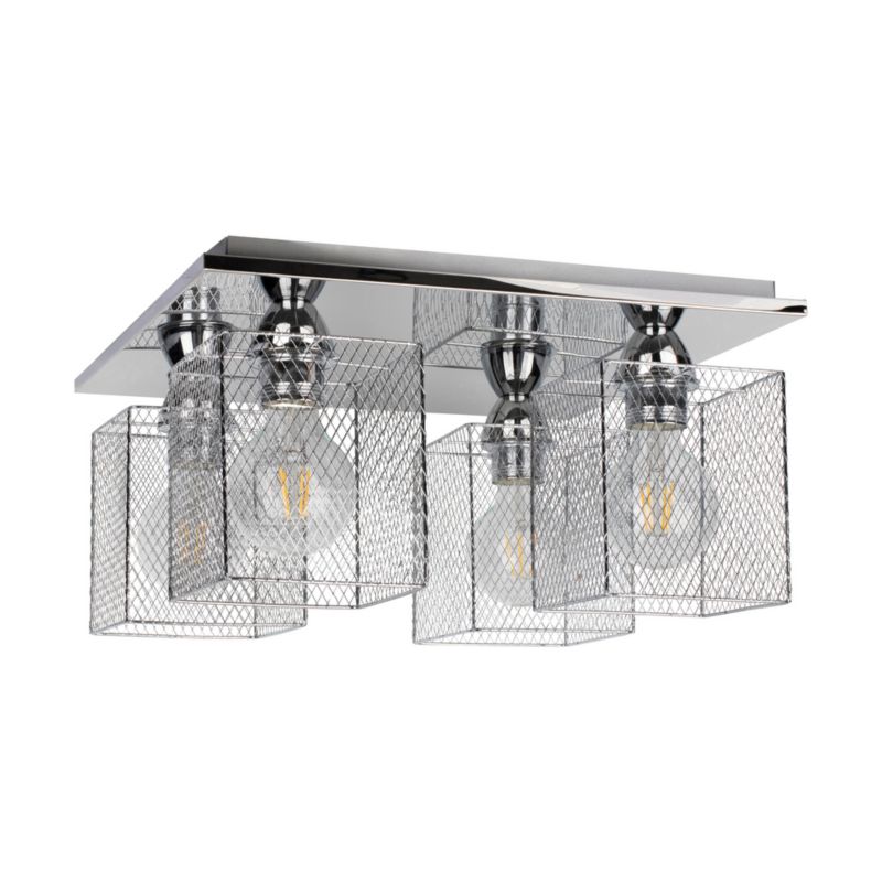 Lampa Sufitowa SPOT Light  4xE27 25W Klasyczne Połączenie Chromu z Chromowanymi Kloszami, Polski Producent, 1 szt.