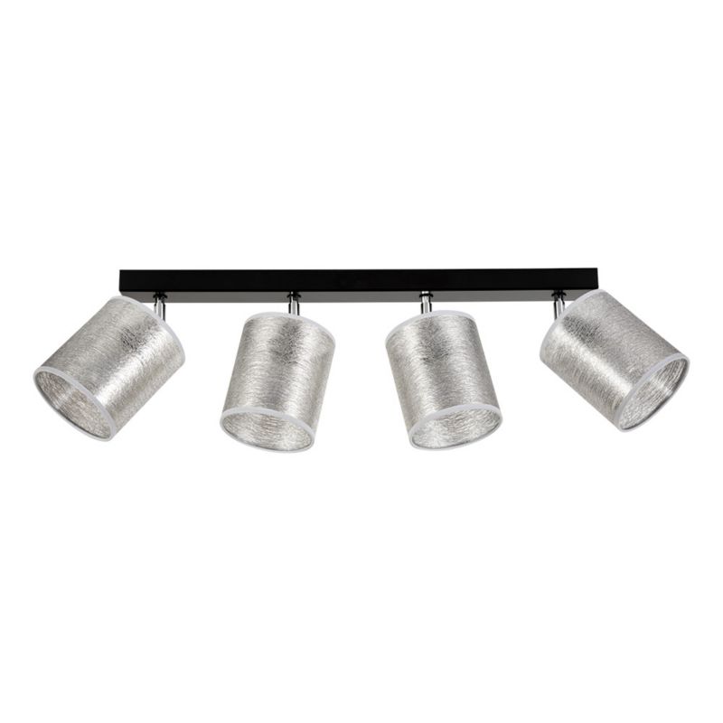 Lampa Sufitowa SPOT Light 4xE27 Max.25W Elegancka Czerń w Połączeniu z Srebrnymi Abażurami, Polski Producent, 1 szt.