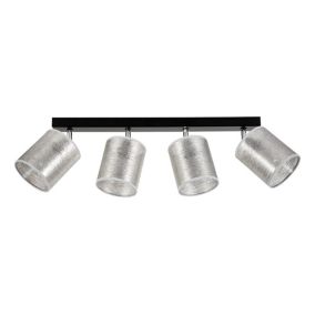 Lampa Sufitowa SPOT Light 4xE27 Max.25W Elegancka Czerń w Połączeniu z Srebrnymi Abażurami, Polski Producent, 1 szt.